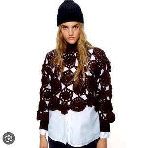 ZARA CROPPED CROCHET SWEATER